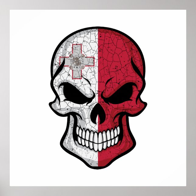 Poster Bandeira do crânio de Malta sorridente (Frente)