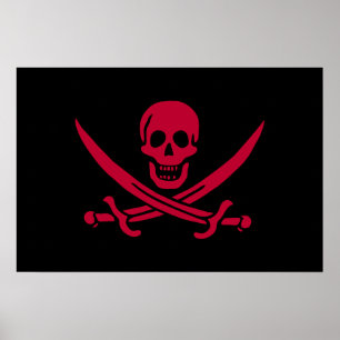Poster Bandeira do Crânio e Espadas Pirata do Calico Jack