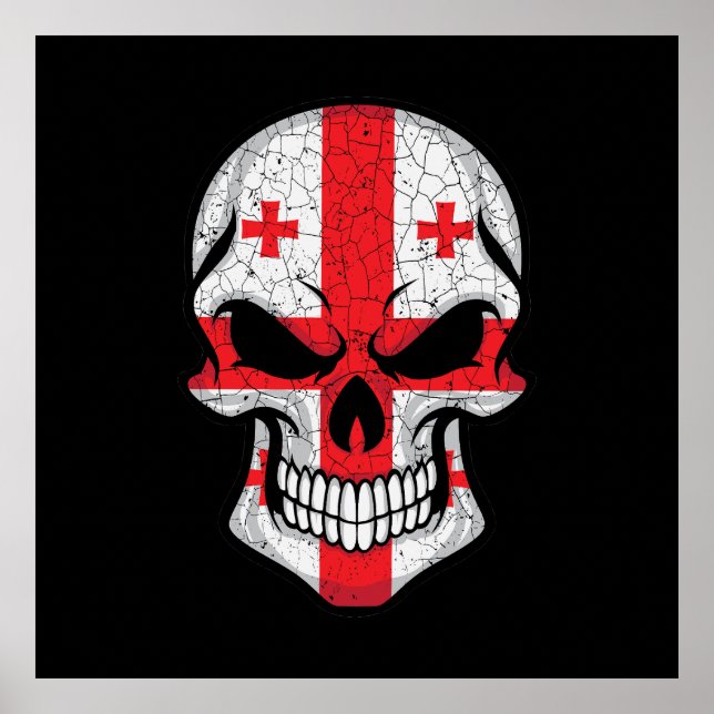 Poster Bandeira do Crânio Sorridente da Geórgia (Frente)