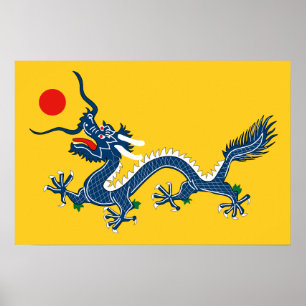 Poster Bandeira do Dragão Chinês da China Dinastia Qing