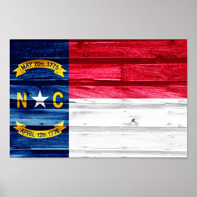 Poster Bandeira do Estado da Carolina do Norte (Frente)