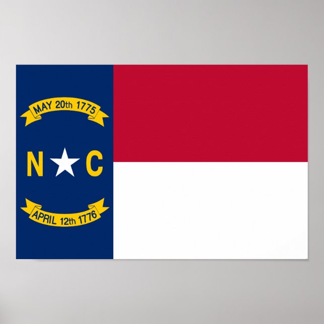 Poster Bandeira do Estado da Carolina do Norte (Frente)
