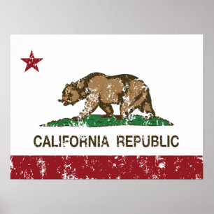 Pôster Bandeira do estado da república de Califórnia
