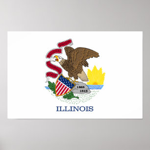 Poster Bandeira do Estado de Illinois
