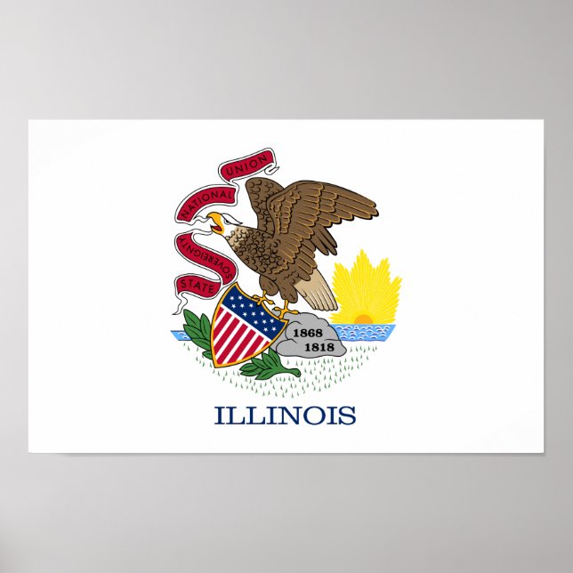 Poster Bandeira do Estado de Illinois (Frente)