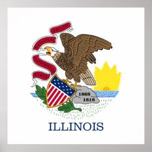 Poster Bandeira do Estado de Illinois