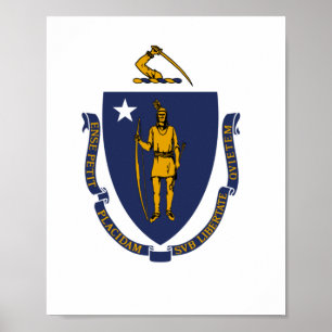Poster Bandeira do Estado de Massachusetts