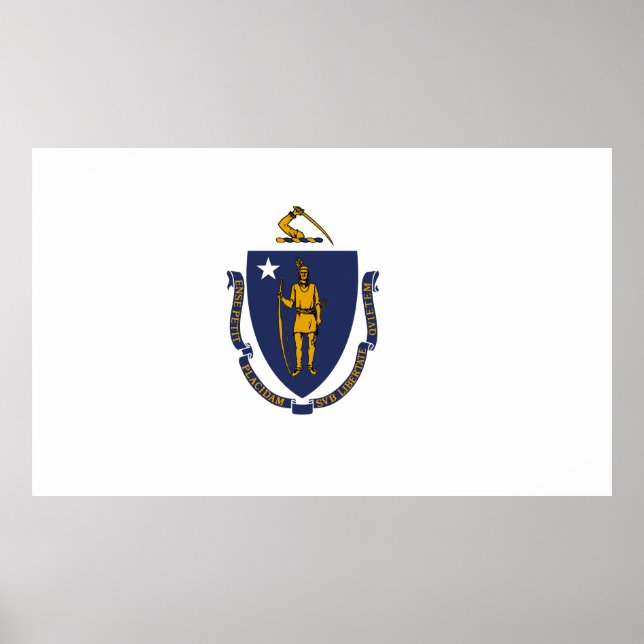 Poster Bandeira do Estado de Massachusetts (Frente)