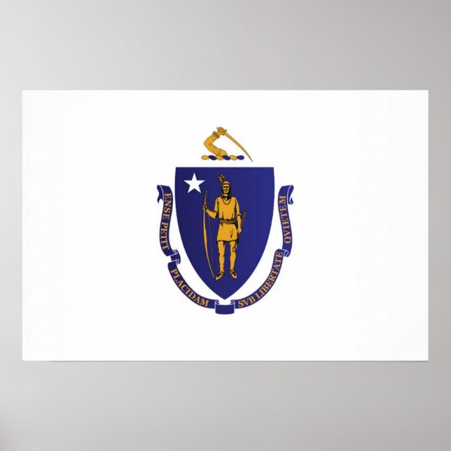 Poster Bandeira do Estado de Massachusetts, EUA (Frente)