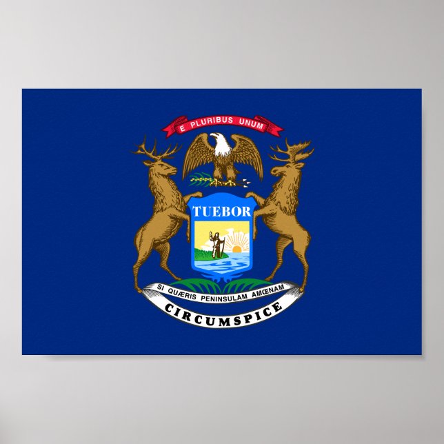 Poster Bandeira do Estado de Michigan (Frente)