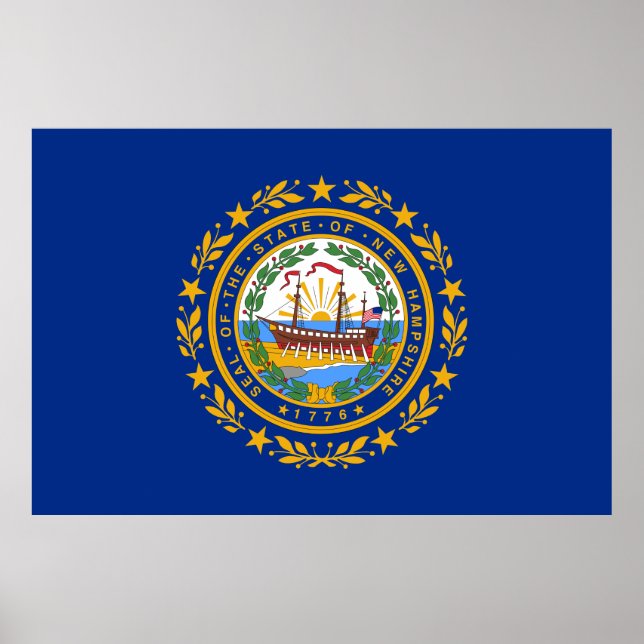 Poster Bandeira do Estado de New Hampshire (Frente)