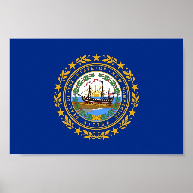 Poster Bandeira do Estado de New Hampshire (Frente)