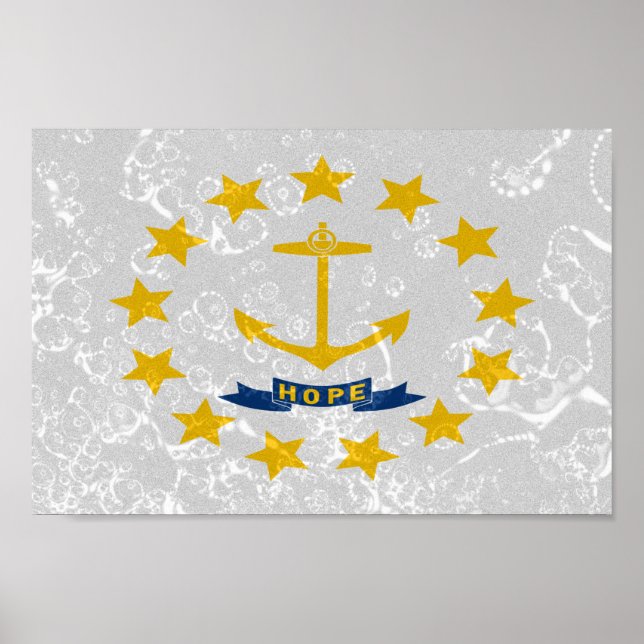 Poster Bandeira do Estado de Rhode Island (Frente)