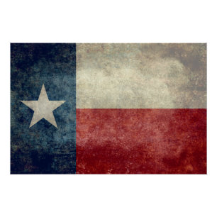 Pôster Bandeira do estado de Texas, poster retro da arte