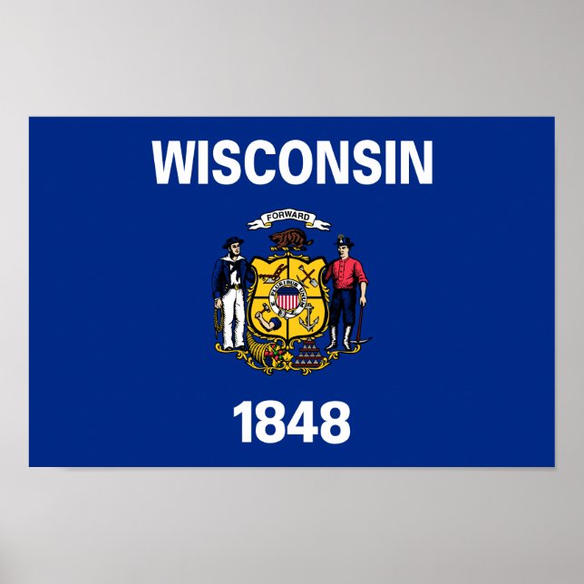Poster Bandeira do Estado de Wisconsin (Frente)
