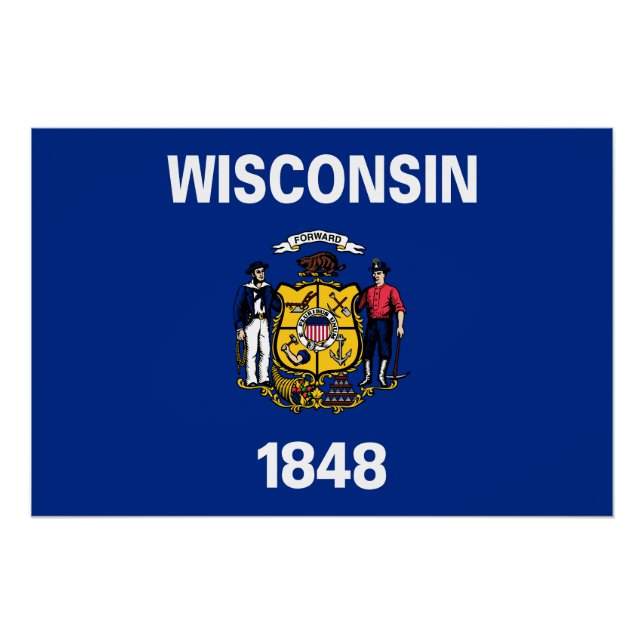 Pôster Bandeira do Estado de Wisconsin (Frente)
