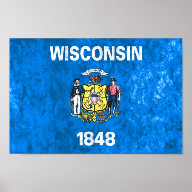 Poster Bandeira do Estado de Wisconsin (Frente)