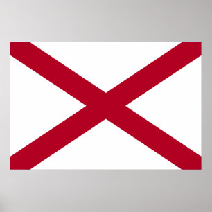 Poster Bandeira do estado do Alabama, Cruz Vermelha de Sã
