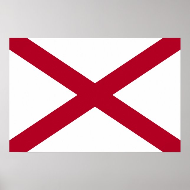 Poster Bandeira do estado do Alabama, Cruz Vermelha de Sã (Frente)