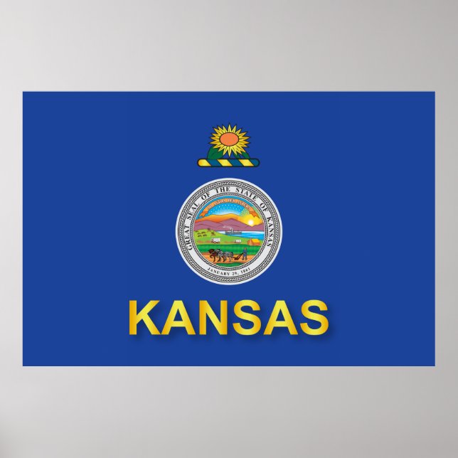 Pôster Bandeira do Estado do Kansas (Frente)
