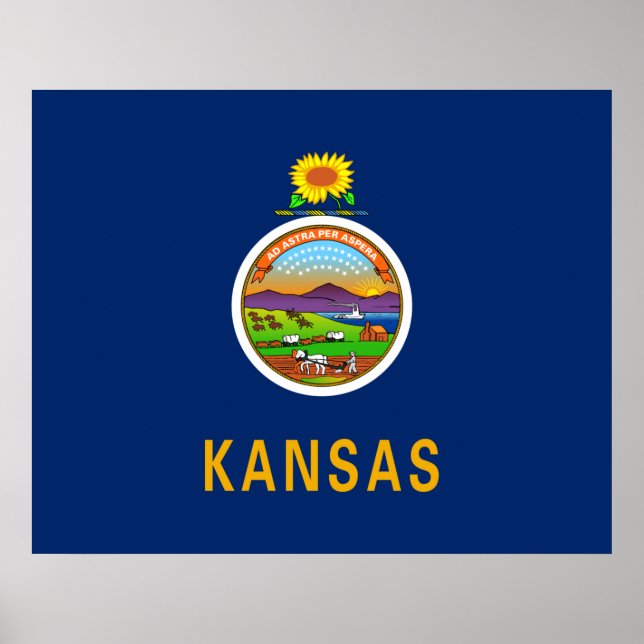 Poster Bandeira do Estado do Kansas (Frente)