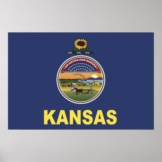 Poster Bandeira do Estado do Kansas, EUA (Frente)