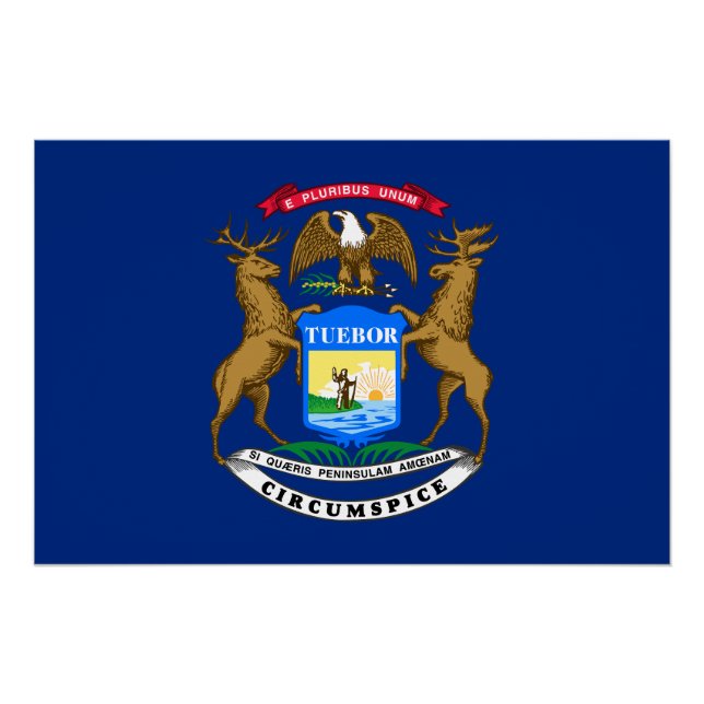 Pôster Bandeira do Estado do Michigan (Frente)