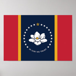 Poster Bandeira do Estado do Mississippi (Nova em 2020)