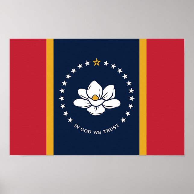 Poster Bandeira do Estado do Mississippi (Nova em 2020) (Frente)