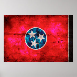 Poster Bandeira do Estado do Tennessee na Vintage Weather