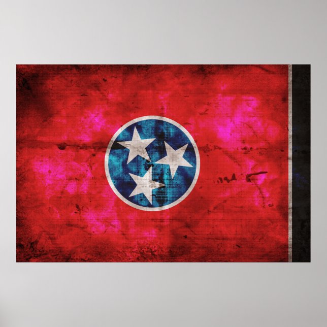 Poster Bandeira do Estado do Tennessee na Vintage Weather (Frente)