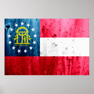 Poster Bandeira do Estado Grunge da Geórgia