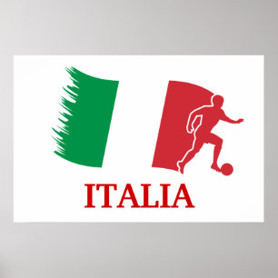 Pôster Bandeira do futebol de Italia
