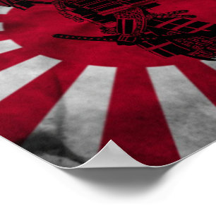 Pôster Bandeira do japonês do samurai