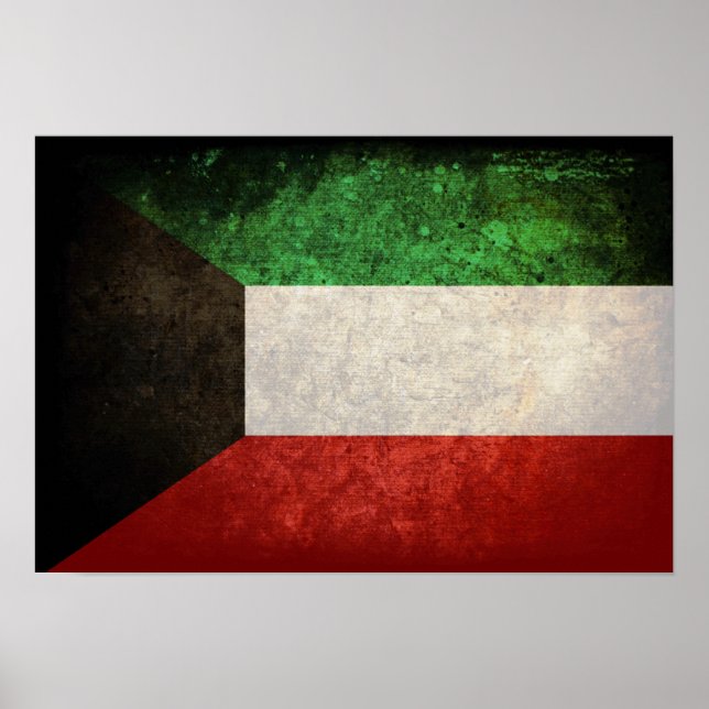 Poster Bandeira do Kuwait; ا ل ك و ي ت (Frente)