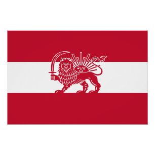 Pôster Bandeira do Leão e do Sol do Irã Austríaco