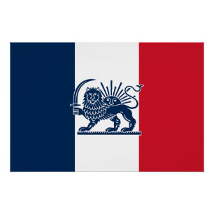 Pôster Bandeira do Leão e Sol do Patrimônio Franco-Irania