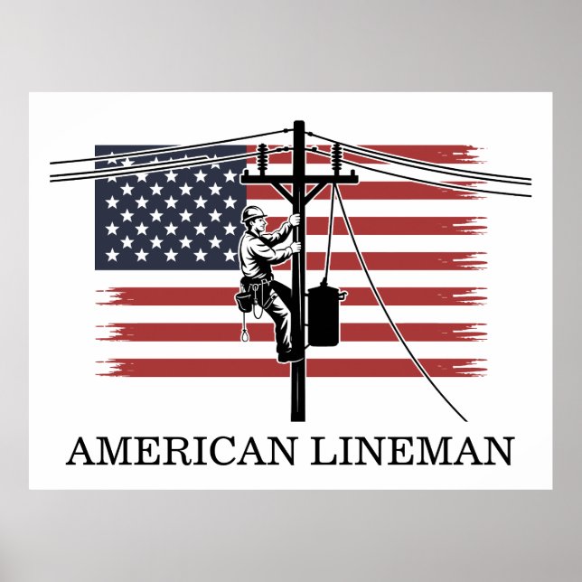 Poster Bandeira do Lineman Americano – Trabalho de Eletri (Frente)