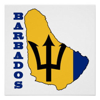 Pôster Bandeira do Mapa de Barbados