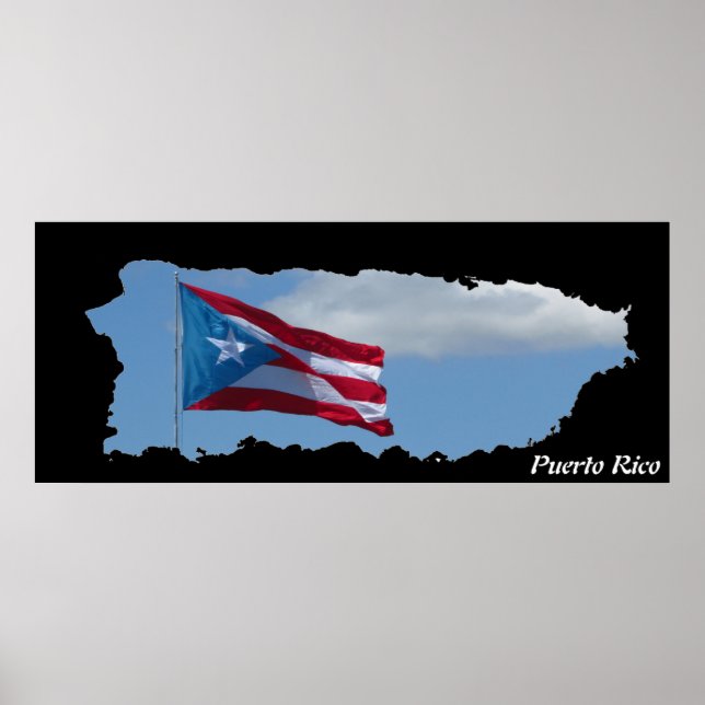 Poster Bandeira do Mapa de Porto Rico (Frente)