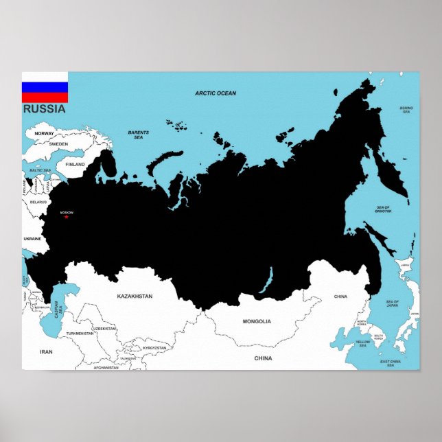 Pôster bandeira do mapa político da rússia (Frente)