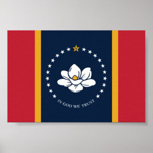 Poster Bandeira do Mississippi - Nova Bandeira da Magnóli