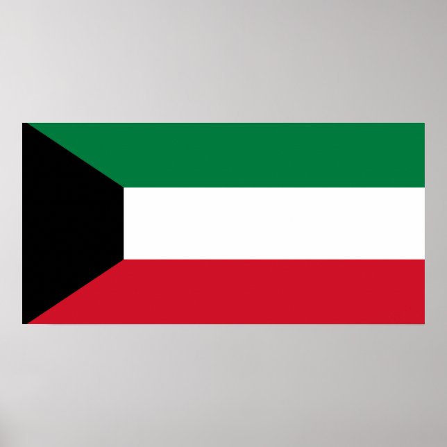 Pôster Bandeira do Mundo do Kuwait (Frente)