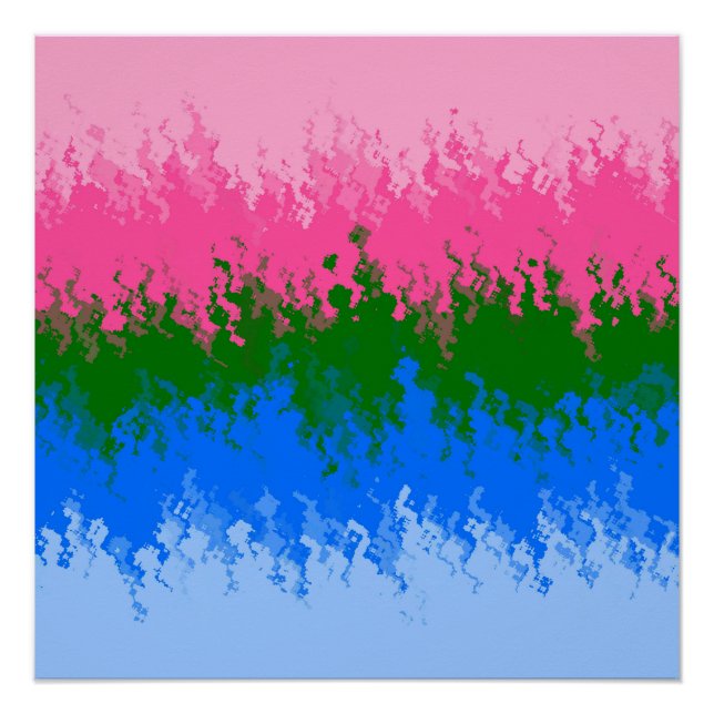 Pôster Bandeira do Orgulho Abstrato Omnirromântico Trippy (Frente)