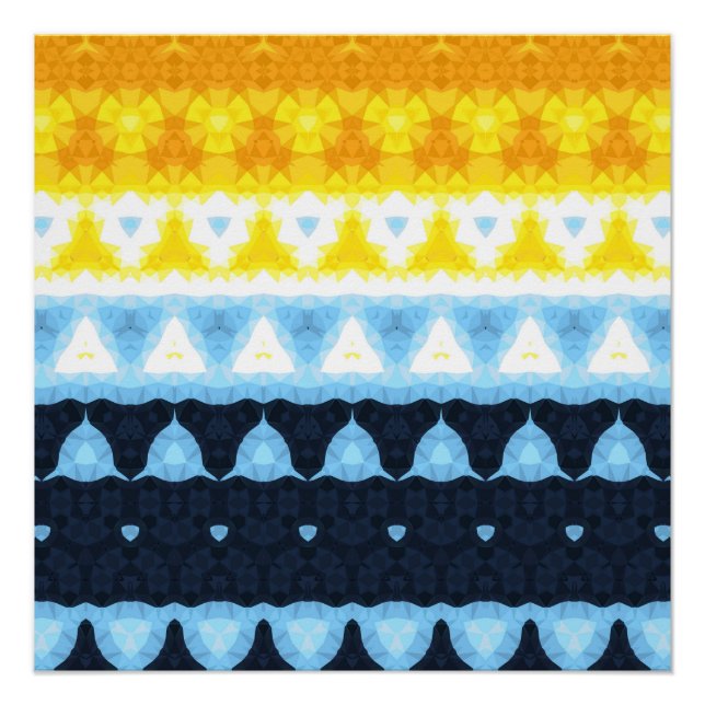 Pôster Bandeira do Orgulho Boho Groovy Geométrico Abstrat (Frente)