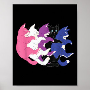 Poster Bandeira do Orgulho Genderfluid LGBTQ - Gatos Pilh