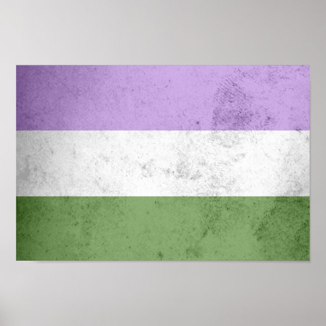 Pôster Bandeira do Orgulho Genderqueer (Frente)