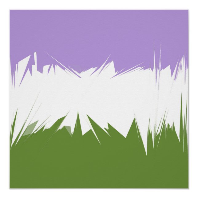 Pôster Bandeira do Orgulho Genderqueer Abstrata ZigZag Es (Frente)