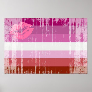 Pôster Bandeira do Orgulho Lésbica de Batom