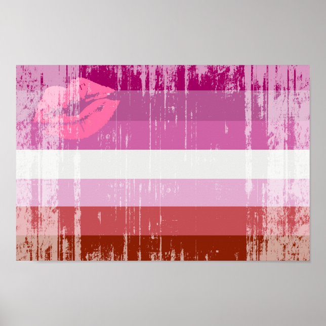 Pôster Bandeira do Orgulho Lésbica de Batom (Frente)